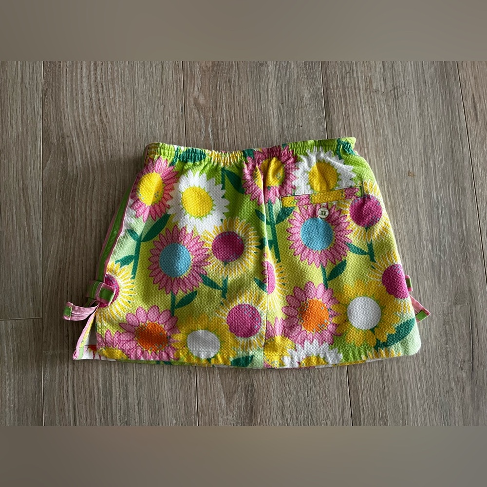 Vintage White Label Lilly Pulitzer Girls Pink Yellow Blue Floral Skort - Size 4 - Picture 6 of 6